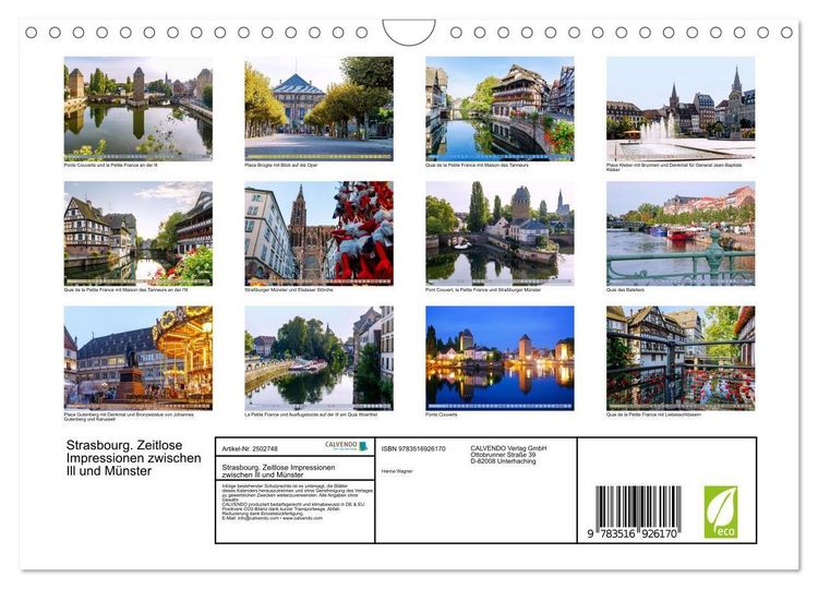 Produktbild: Strasbourg. Zeitlose Impressionen zwischen Ill und M&uuml;nster (Wandkalender 2027 DIN A4 quer), CALVENDO Monatskalender