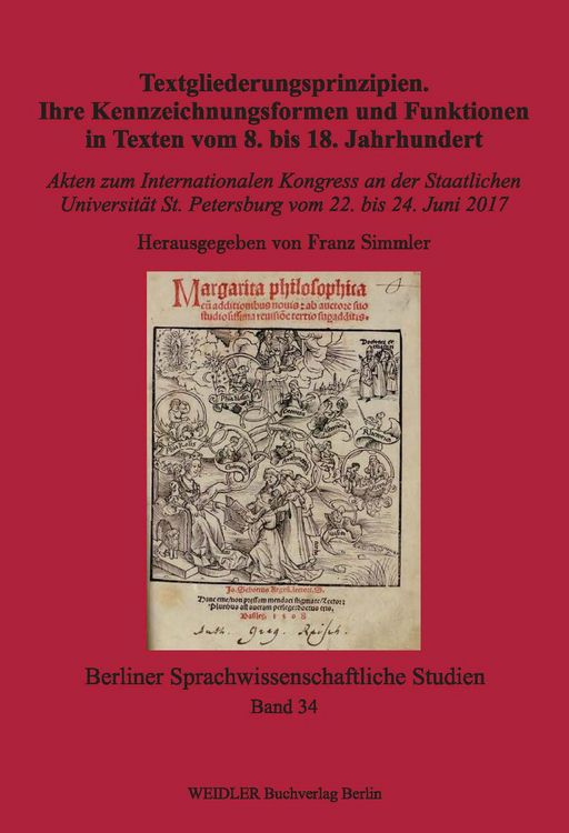 Produktbild: Textgliederungsprinzipien. Ihre Kennzeichnungsformen und Funktionen in Texten vom 8. bis 18. Jahrhundert