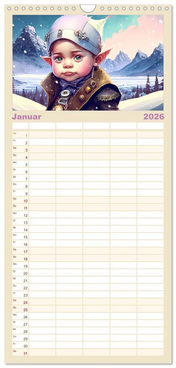 Produktbild: Familienplaner 2026 - Elfen Kinder - Die zauberhafte Welt der kleinen Elfen mit 5 Spalten (Wandkalender, 21 x 45 cm) CALVENDO