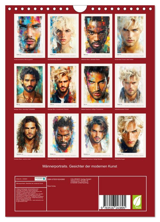 Produktbild: M&auml;nnerportraits. Gesichter der modernen Kunst (Wandkalender 2026 DIN A4 hoch), CALVENDO Monatskalender