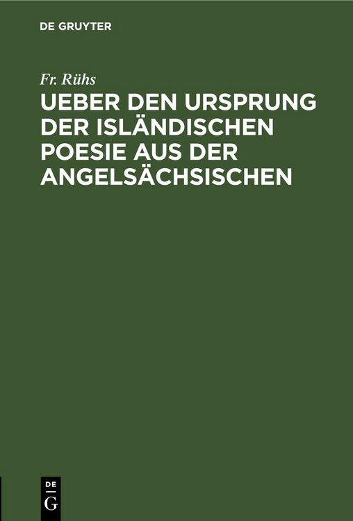 Produktbild: Ueber den Ursprung der isl&auml;ndischen Poesie aus der angels&auml;chsischen