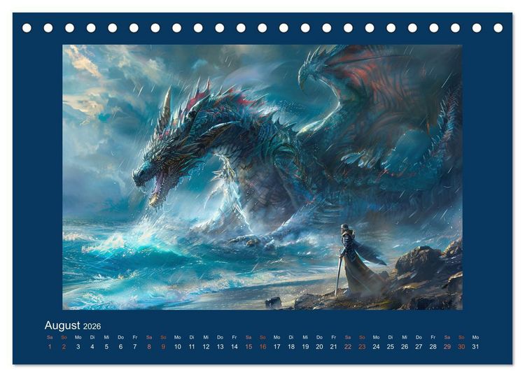 Produktbild: Drachenkrieger (Tischkalender 2026 DIN A5 quer), CALVENDO Monatskalender
