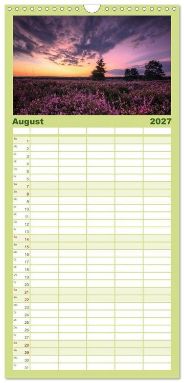 Produktbild: Familienplaner 2027 - Farbenfrohe Heimat mit 5 Spalten (Wandkalender, 21 x 45 cm) CALVENDO