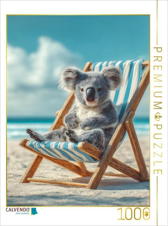 Produktbild: CALVENDO Puzzle Koalab&auml;r im Liegestuhl am Strand | 1000 Teile Lege-Gr&ouml;&szlig;e 64x48cm Foto-Puzzle f&uuml;r gl&uuml;ckliche Stunden