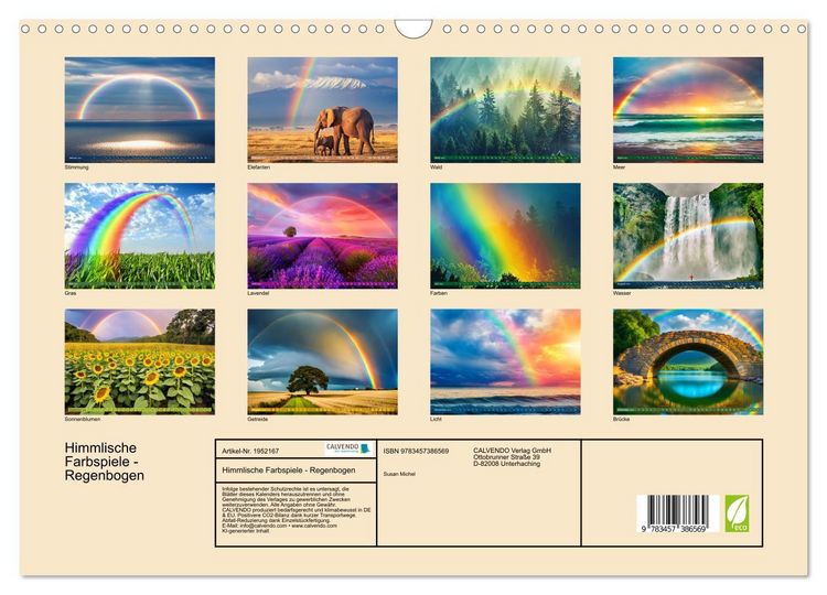 Produktbild: Himmlische Farbspiele - Regenbogen (Wandkalender 2026 DIN A3 quer), CALVENDO Monatskalender