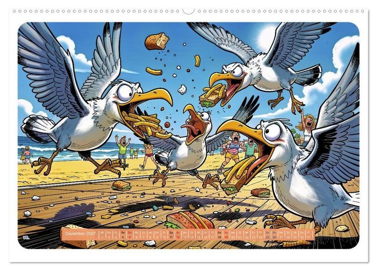Produktbild: Gierige M&ouml;wen - Comic (hochwertiger Premium Wandkalender 2027 DIN A2 quer), Kunstdruck in Hochglanz