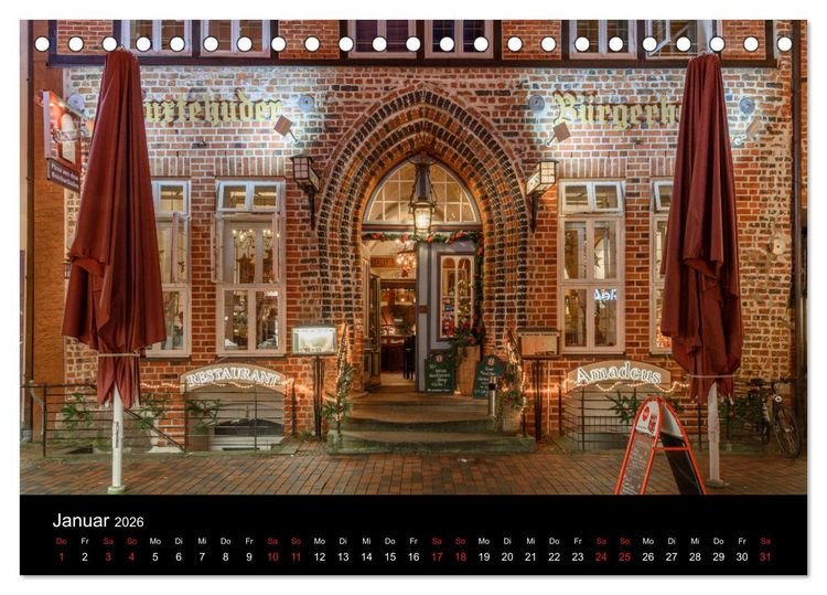 Produktbild: Buxtehude bei Nacht (Tischkalender 2026 DIN A5 quer), CALVENDO Monatskalender