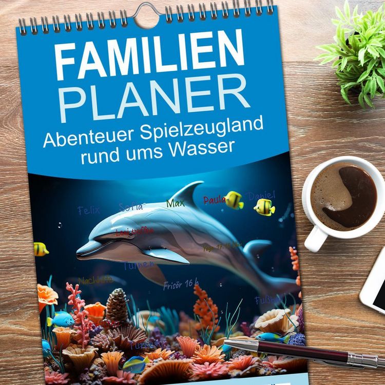 Produktbild: Familienplaner 2026 - Abenteuer Spielzeugland rund ums Wasser mit 5 Spalten (Wandkalender, 21 x 45 cm) CALVENDO