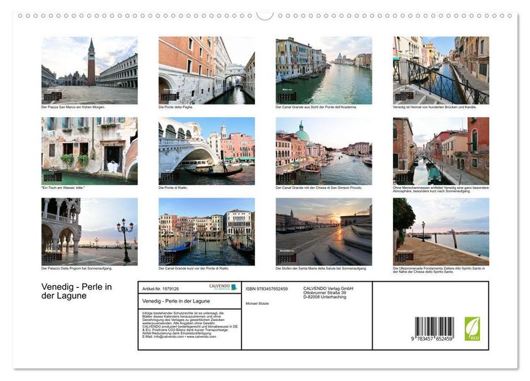 Produktbild: Venedig - Perle in der Lagune (hochwertiger Premium Wandkalender 2026 DIN A2 quer), Kunstdruck in Hochglanz