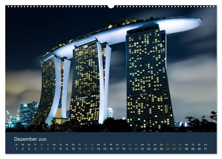 Produktbild: Singapur bei Nacht und Tag (hochwertiger Premium Wandkalender 2026 DIN A2 quer), Kunstdruck in Hochglanz