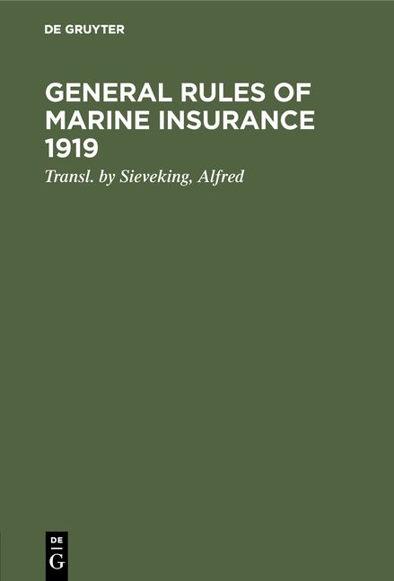 Produktbild: General rules of marine insurance 1919