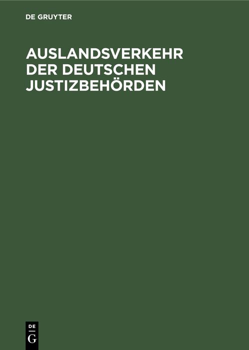Produktbild: Auslandsverkehr der deutschen Justizbeh&ouml;rden