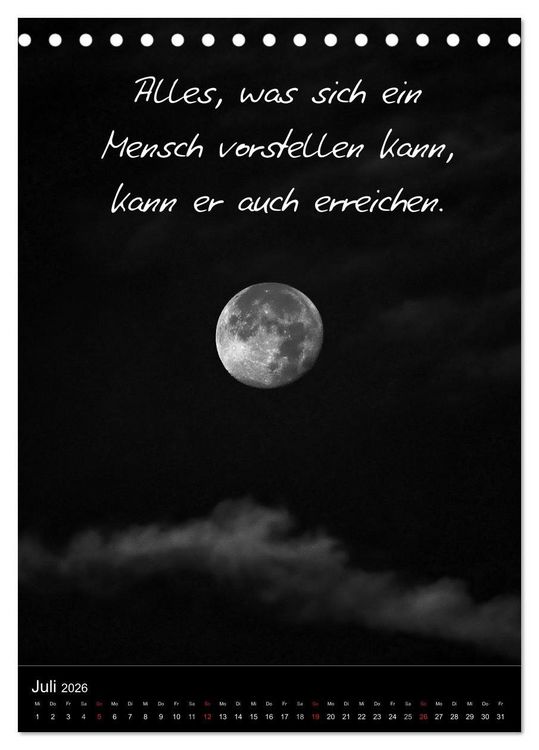 Produktbild: Kluge Spr&uuml;che in Schwarz-Wei&szlig; (Tischkalender 2026 DIN A5 hoch), CALVENDO Monatskalender