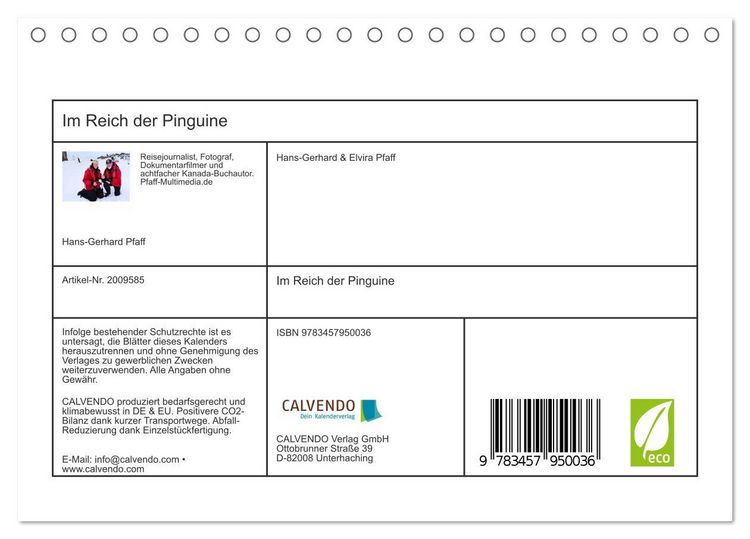 Produktbild: Im Reich der Pinguine (Tischkalender 2026 DIN A5 quer), CALVENDO Monatskalender