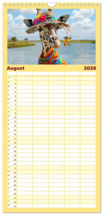 Produktbild: Familienplaner 2026 - Giraffen-Trend. Hals und Stil mit 5 Spalten (Wandkalender, 21 x 45 cm) CALVENDO