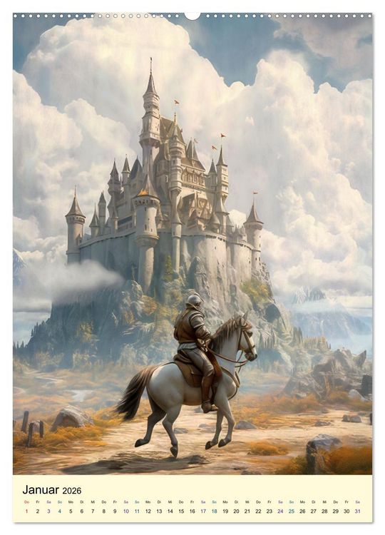 Produktbild: Drachen Ritter Burgen (hochwertiger Premium Wandkalender 2026 DIN A2 hoch), Kunstdruck in Hochglanz