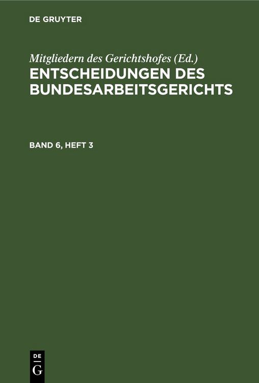 Produktbild: Entscheidungen des Bundesarbeitsgerichts. Band 6, Heft 3/4