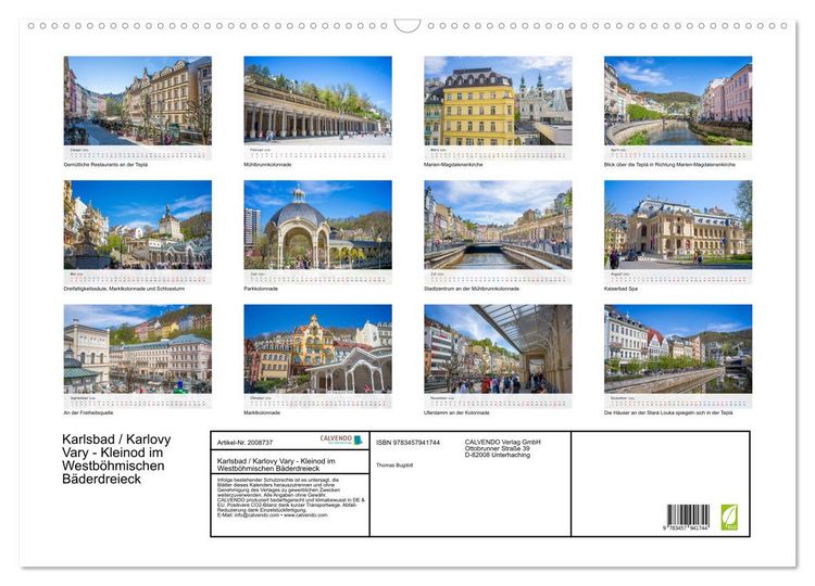 Produktbild: Karlsbad / Karlovy Vary - Kleinod im Westb&ouml;hmischen B&auml;derdreieck (Wandkalender 2026 DIN A2 quer), CALVENDO Monatskalender