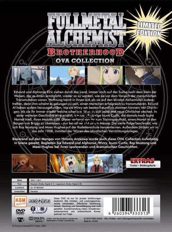 Produktbild: Fullmetal Alchemist - Brotherhood - OVA Collection 1-4