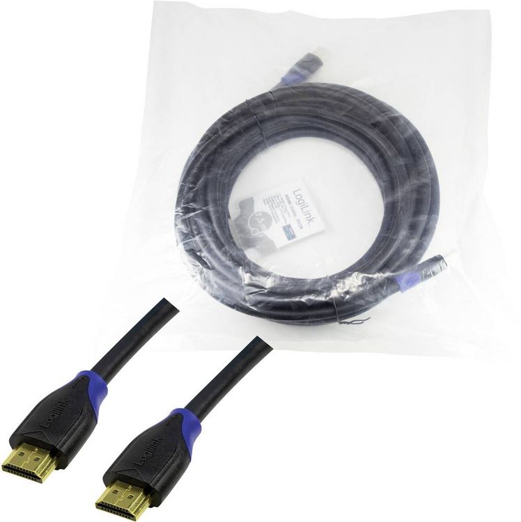 Produktbild: LogiLink HDMI Anschlusskabel HDMI-A Stecker, HDMI-A Stecker 7.50 m Schwarz CH0065 4K UHD, Audio Return Channel, vergoldete Steckkontakte HDMI-Kabel