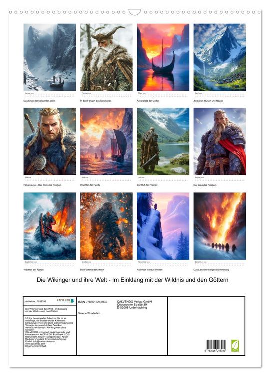 Produktbild: Die Wikinger und ihre Welt - Im Einklang mit der Wildnis und den G&ouml;ttern (Wandkalender 2026 DIN A2 hoch), CALVENDO Monatskalender