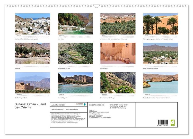 Produktbild: Sultanat Oman - Land des Orients (Wandkalender 2026 DIN A2 quer), CALVENDO Monatskalender