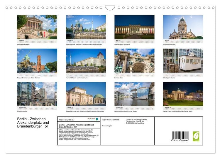 Produktbild: Berlin - Zwischen Alexanderplatz und Brandenburger Tor (Wandkalender 2026 DIN A3 quer), CALVENDO Monatskalender
