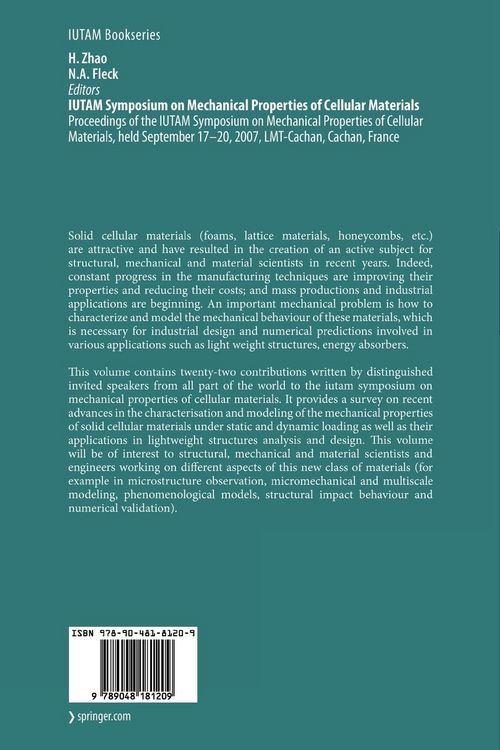 Produktbild: IUTAM Symposium on Mechanical Properties of Cellular Materials