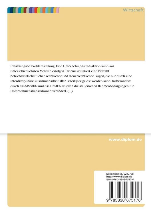 Produktbild: Steuerliche Konsequenzen eines Asset- bzw. Share-Deals