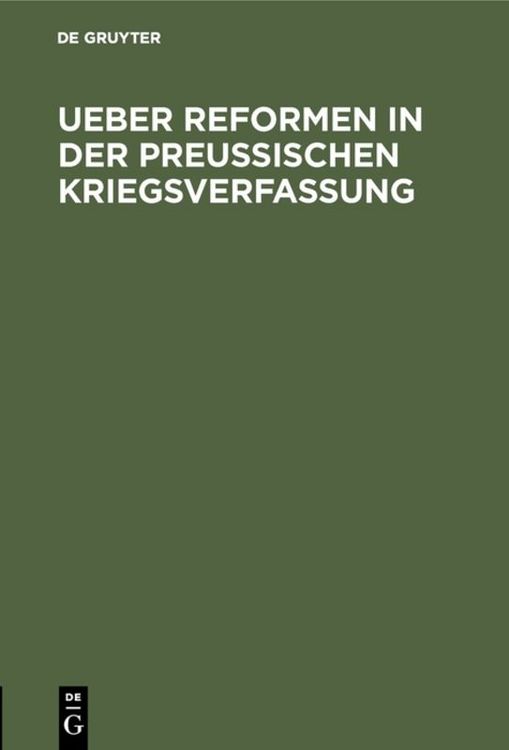 Produktbild: Ueber Reformen in der preu&szlig;ischen Kriegsverfassung