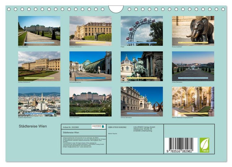 Produktbild: St&auml;dtereise Wien (Wandkalender 2026 DIN A4 quer), CALVENDO Monatskalender