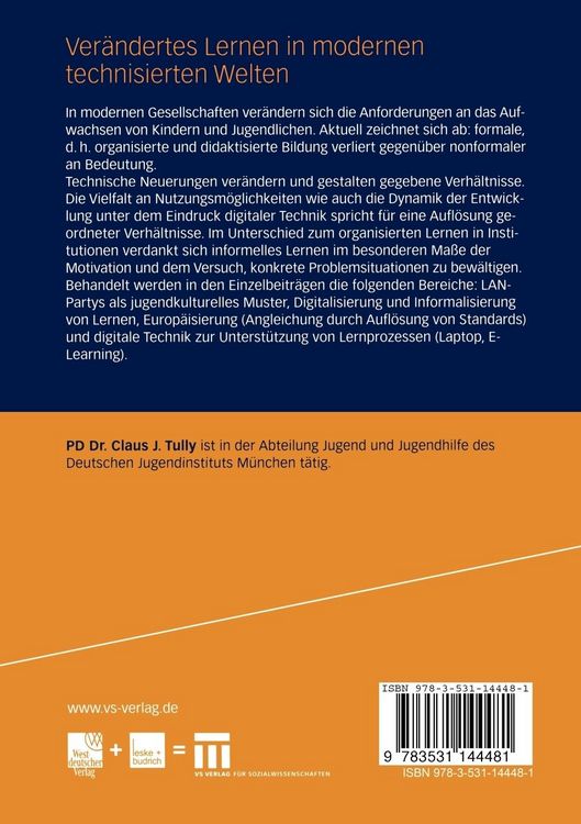Produktbild: Ver&auml;ndertes Lernen in modernen technisierten Welten
