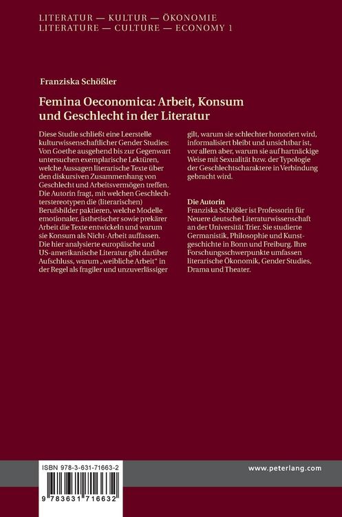 Produktbild: Femina Oeconomica: Arbeit, Konsum und Geschlecht in der Literatur