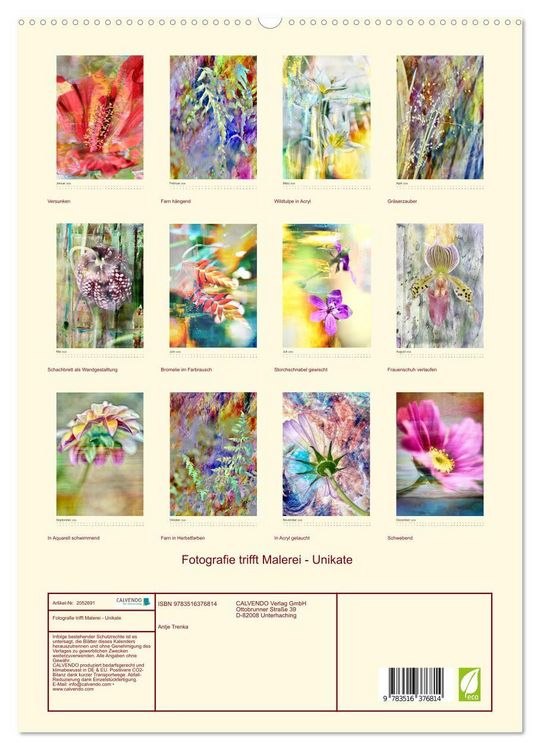 Produktbild: Fotografie trifft Malerei - Unikate (hochwertiger Premium Wandkalender 2026 DIN A2 hoch), Kunstdruck in Hochglanz