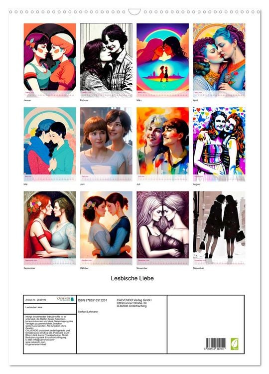 Produktbild: Lesbische Liebe (Wandkalender 2026 DIN A2 hoch), CALVENDO Monatskalender