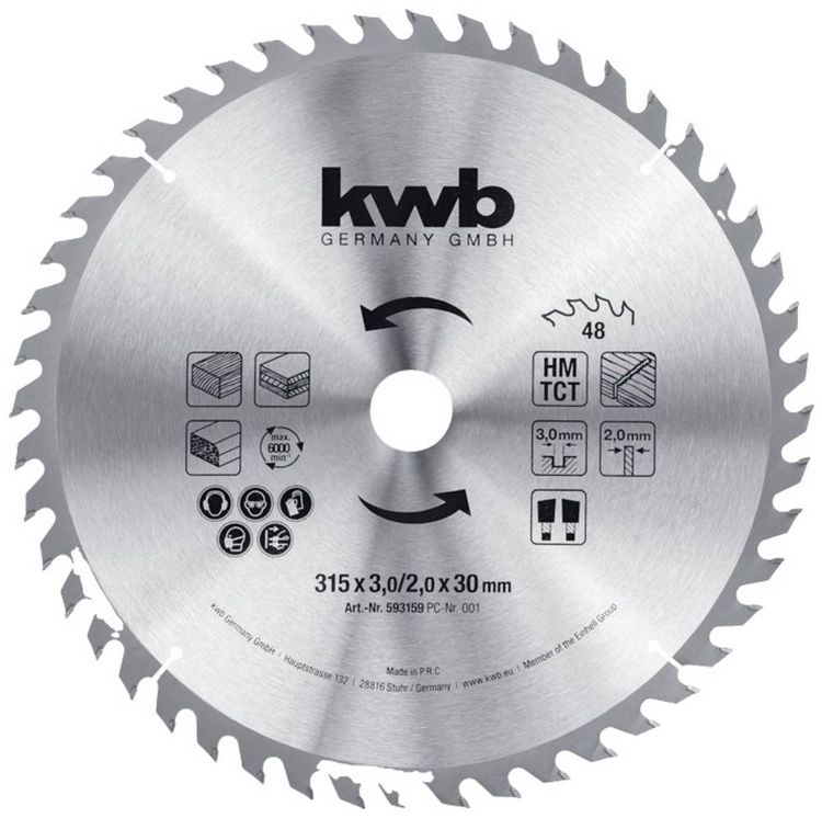 Produktbild: Kwb 593159 Kreiss&auml;geblatt 315 x 30mm 1St.
