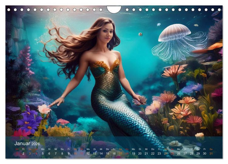 Produktbild: Meerjungfrauen in mystischen Unterwasserwelten (Wandkalender 2026 DIN A4 quer), CALVENDO Monatskalender