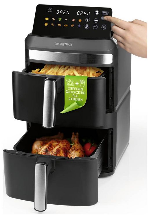 Produktbild: GourmetMaxx 16818 Hei&szlig;luft-Fritteuse 12l 2800W Antihaftbeschichtung, BPA-frei, Cool-Touch-Geh&auml;use, digitaler Timer, Grillfunktion