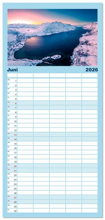 Produktbild: Familienplaner 2026 - Troms&oslash; in der Polarnacht mit 5 Spalten (Wandkalender, 21 x 45 cm) CALVENDO
