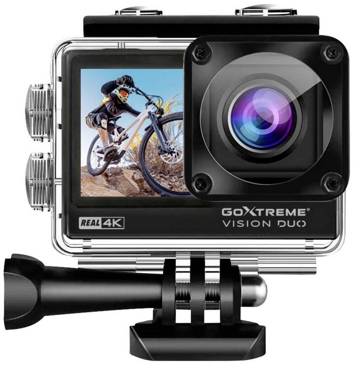 Produktbild: GoXtreme GoXtreme Vision Duo 4K Action Cam 4K, Dual-Display, Spritzwassergesch&uuml;tzt, Staubgesch&uuml;tzt, Wasserfest, WLAN, Zeitraffer