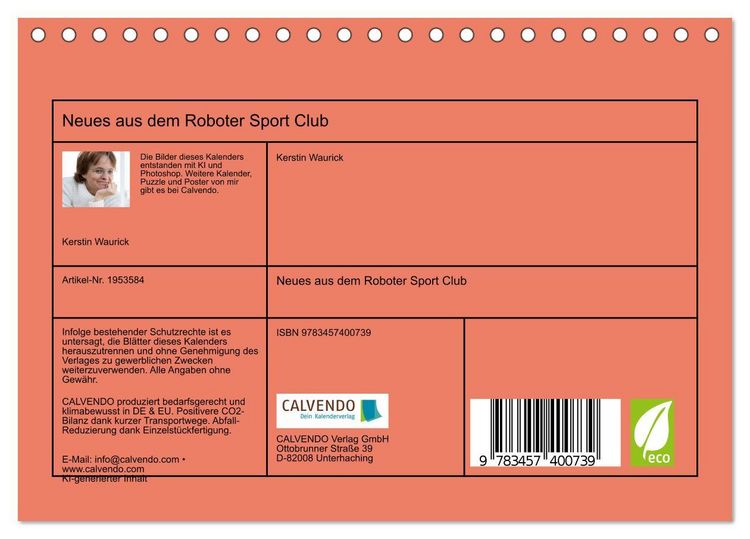 Produktbild: Neues aus dem Roboter Sport Club (Tischkalender 2026 DIN A5 quer), CALVENDO Monatskalender