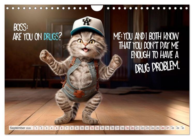 Produktbild: WITTY CATS Cool sayings (Wall Calendar 2026 DIN A4 landscape), CALVENDO 12 Month Wall Calendar