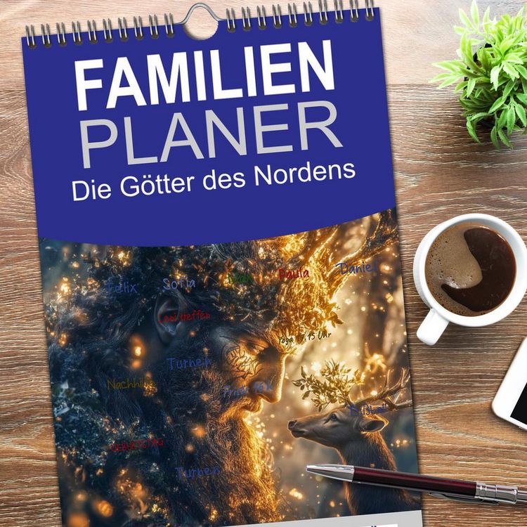 Produktbild: Familienplaner 2026 - Die G&ouml;tter des Nordens mit 5 Spalten (Wandkalender, 21 x 45 cm) CALVENDO