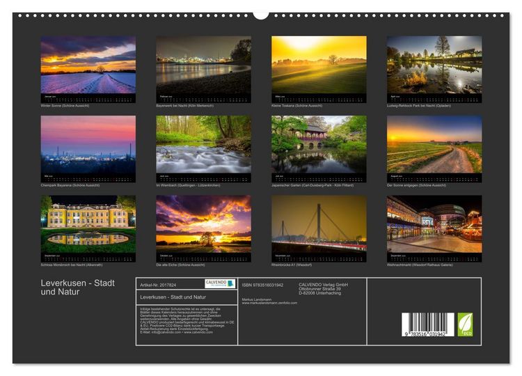 Produktbild: Leverkusen - Stadt und Natur (hochwertiger Premium Wandkalender 2026 DIN A2 quer), Kunstdruck in Hochglanz