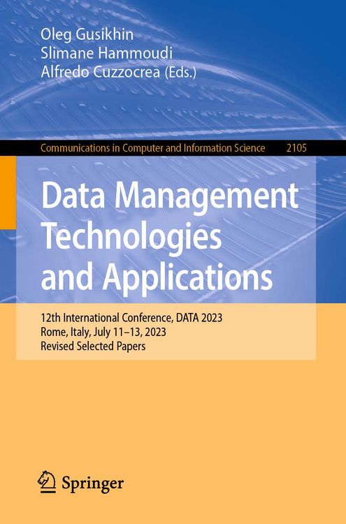 Produktbild: Data Management Technologies and Applications