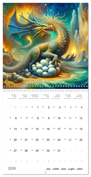 Produktbild: Moments d'amours de dragons (Calendrier mural carr&eacute; 2026 30x30 cm) Calendrier double avec une page pour vos prises de notes