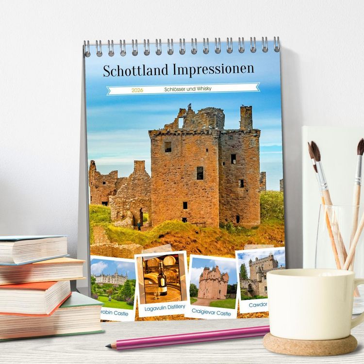 Produktbild: Schottland Impressionen - Schl&ouml;sser und Whisky (Tischkalender 2026 DIN A5 hoch), CALVENDO Monatskalender
