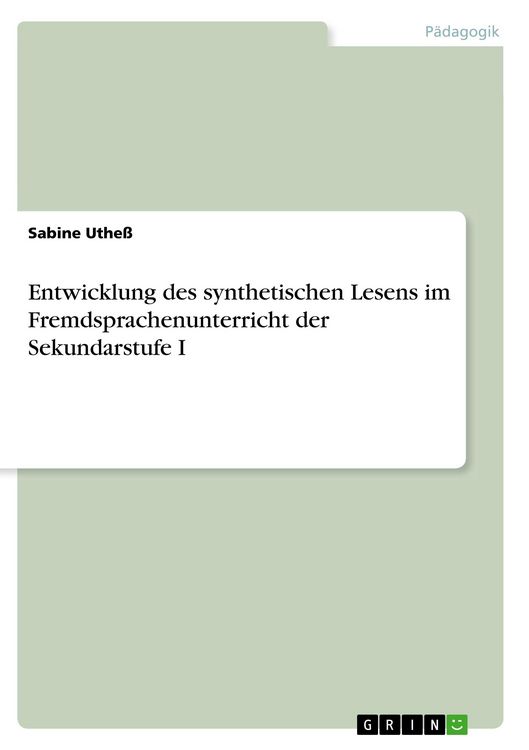 Produktbild: Entwicklung des synthetischen Lesens im Fremdsprachenunterricht der Sekundarstufe I