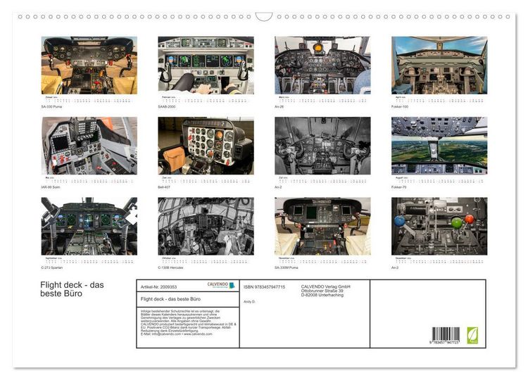Produktbild: Flight deck - das beste B&uuml;ro (Wandkalender 2026 DIN A2 quer), CALVENDO Monatskalender