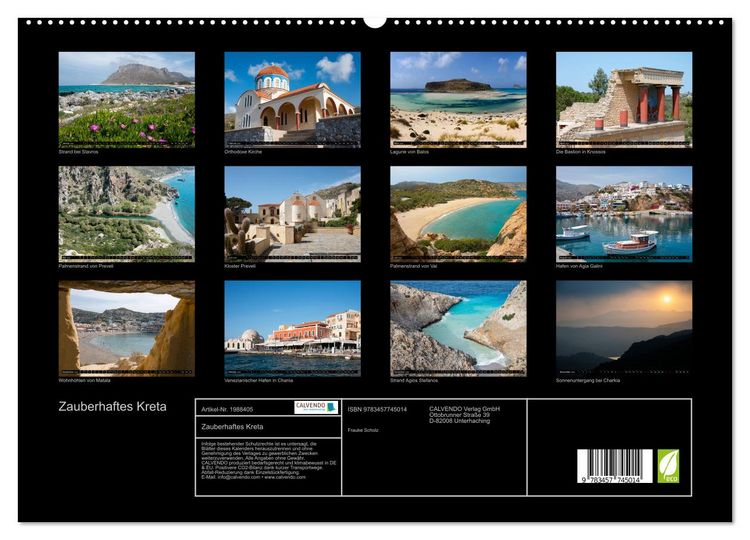 Produktbild: Zauberhaftes Kreta (hochwertiger Premium Wandkalender 2026 DIN A2 quer), Kunstdruck in Hochglanz